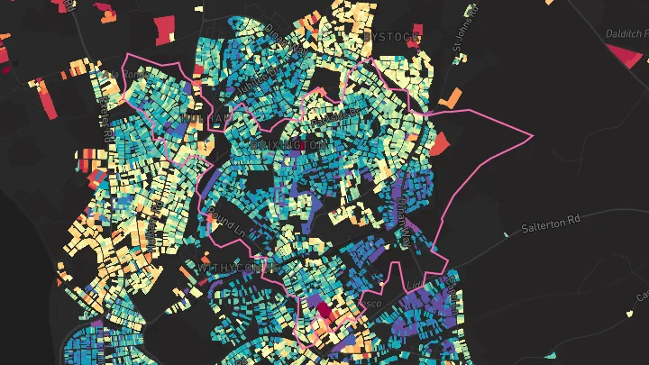 House price heatmap showing property values across Exmouth