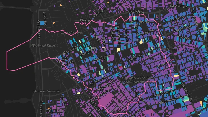 House price heatmap showing property values across Blackpool