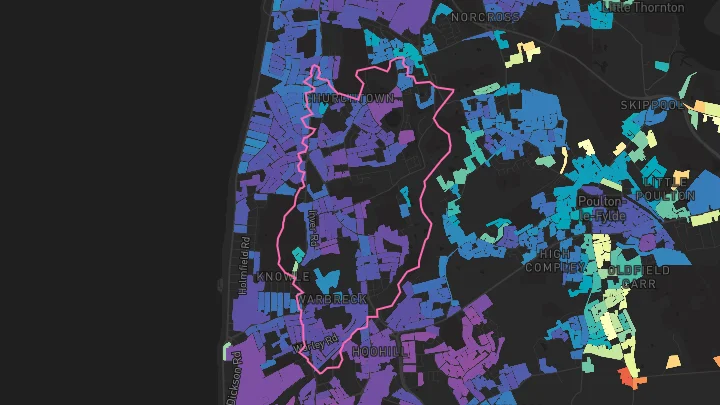 House price heatmap showing property values across Blackpool