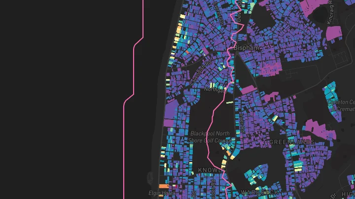 House price heatmap showing property values across Blackpool