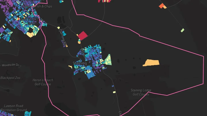 House price heatmap showing property values across Staining