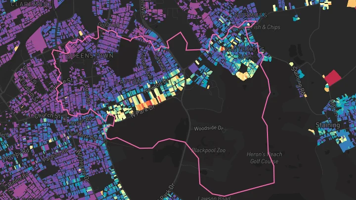 House price heatmap showing property values across Blackpool