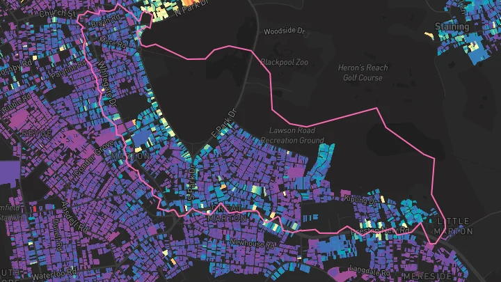 House price heatmap showing property values across Blackpool