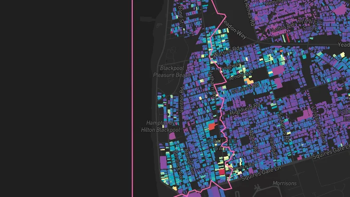 House price heatmap showing property values across Blackpool