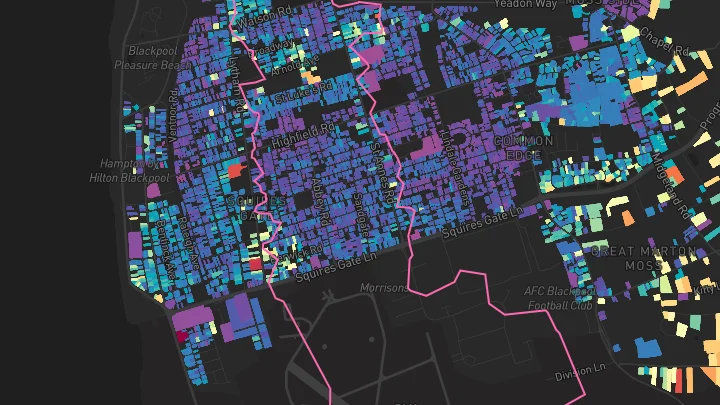 House price heatmap showing property values across Blackpool