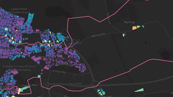 House price heatmap showing property values across Blackpool