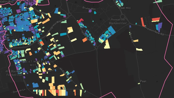 House price heatmap showing property values across Blackpool