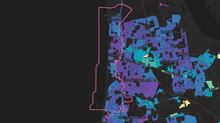 House price heatmap showing property values across Thornton-Cleveleys