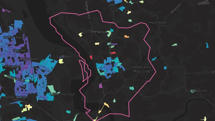House price heatmap showing property values across Hambleton