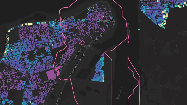 House price heatmap showing property values across Fleetwood
