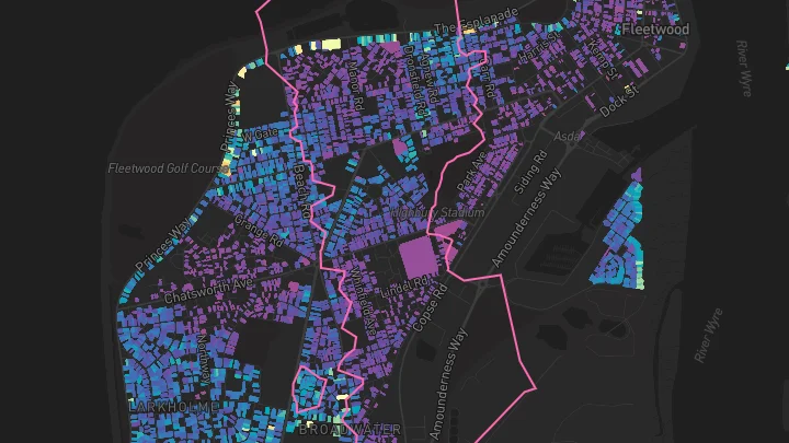 House price heatmap showing property values across Fleetwood