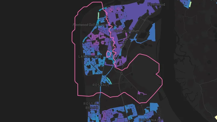 House price heatmap showing property values across Fleetwood