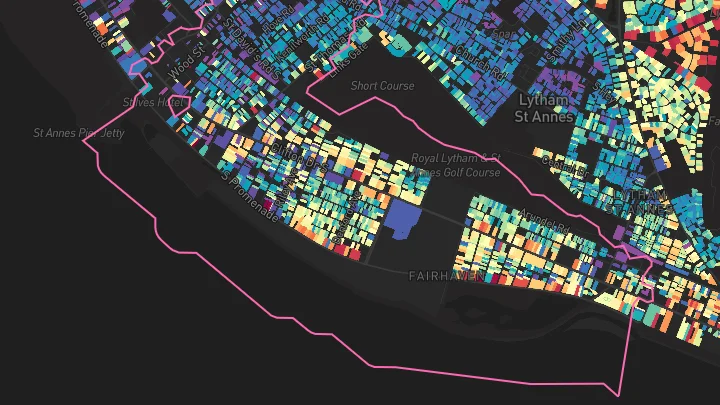 House price heatmap showing property values across Lytham St Annes