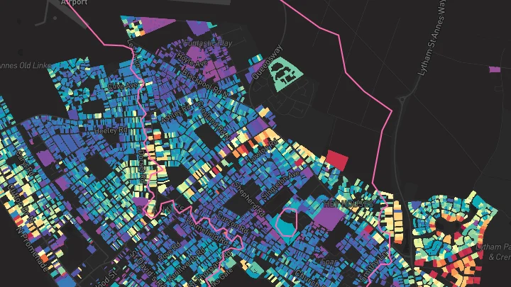 House price heatmap showing property values across Lytham St Annes