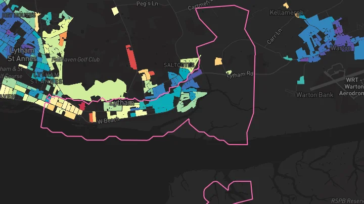 House price heatmap showing property values across Lytham St Annes