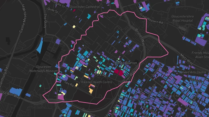 House price heatmap showing property values across Gloucester