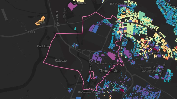 House price heatmap showing property values across Gloucester