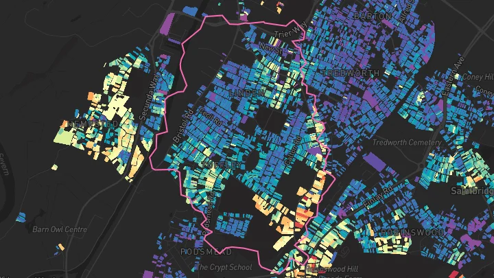House price heatmap showing property values across Gloucester