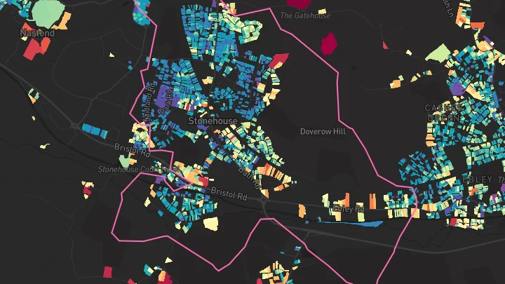 House price heatmap showing property values across Stonehouse