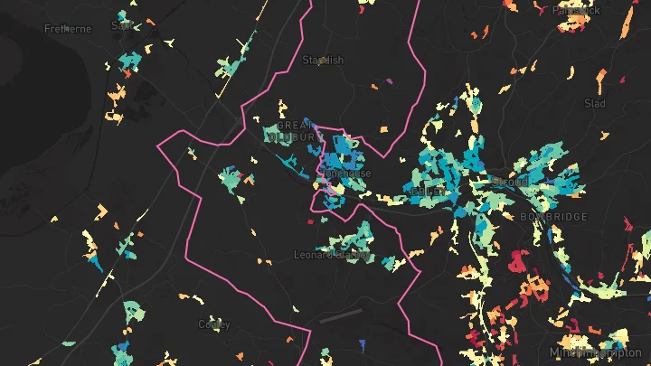 House price heatmap showing property values across Kings Stanley