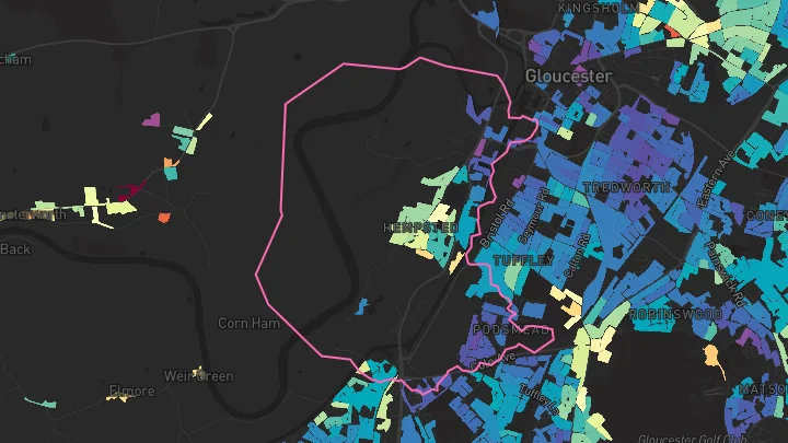 House price heatmap showing property values across Hempsted