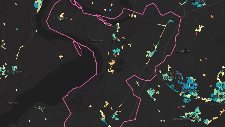 House price heatmap showing property values across Whitminster