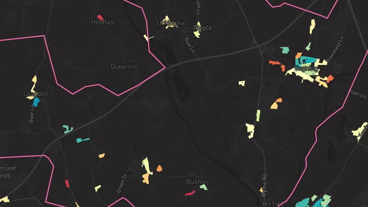House price heatmap showing property values across Twyning