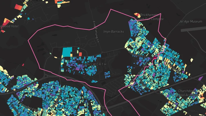 House price heatmap showing property values across Churchdown