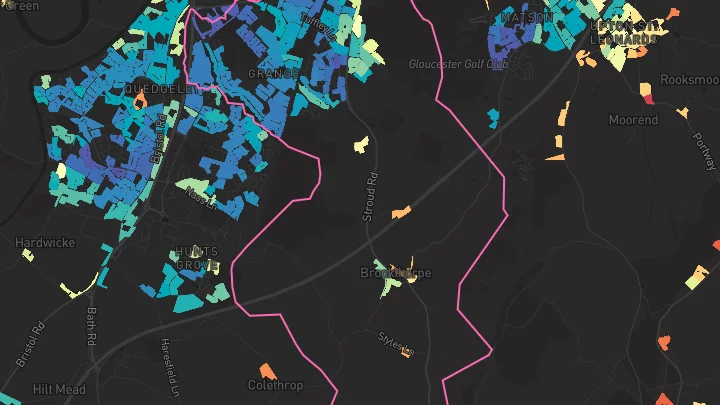 House price heatmap showing property values across Tuffley
