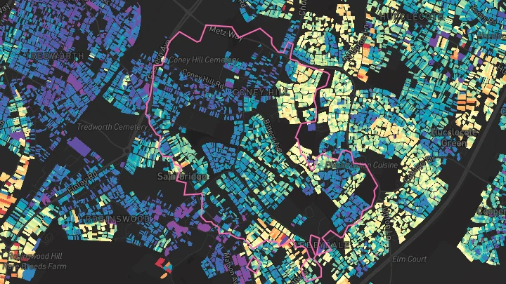 House price heatmap showing property values across Abbeymead