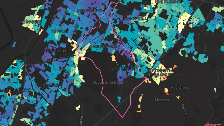 House price heatmap showing property values across Matson