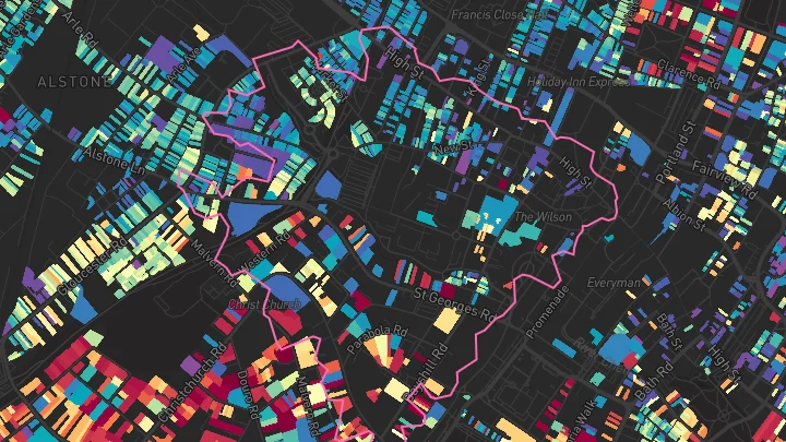 House price heatmap showing property values across Cheltenham
