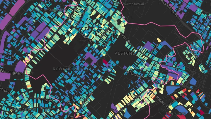 House price heatmap showing property values across Cheltenham