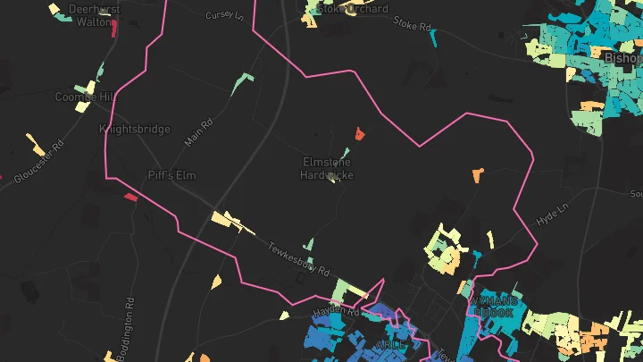 House price heatmap showing property values across Cheltenham