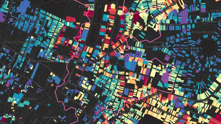 House price heatmap showing property values across Cheltenham