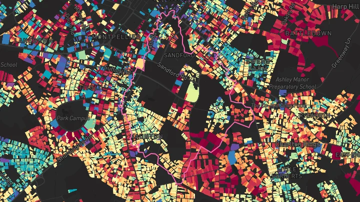 House price heatmap showing property values across Cheltenham