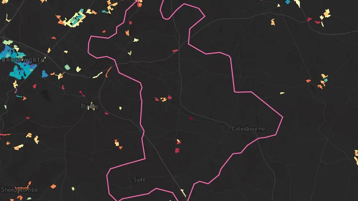 House price heatmap showing property values across Charlton Kings