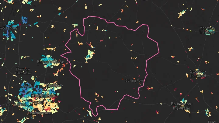 House price heatmap showing property values across Winchcombe