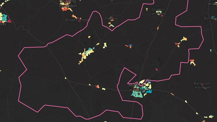 House price heatmap showing property values across Blockley