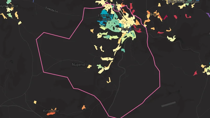House price heatmap showing property values across Nailsworth