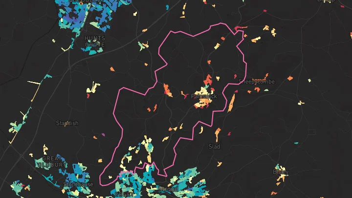 House price heatmap showing property values across Painswick