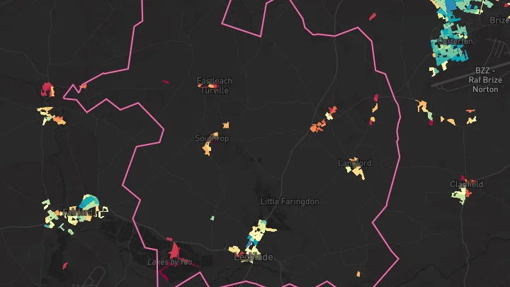 House price heatmap showing property values across Lechlade