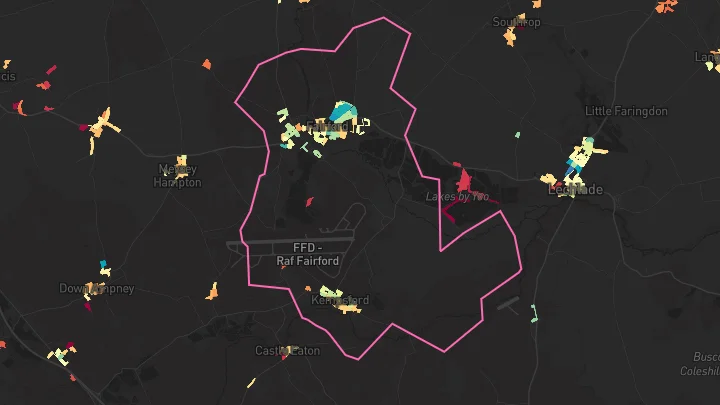 House price heatmap showing property values across Fairford