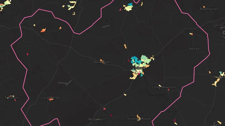 House price heatmap showing property values across Tetbury
