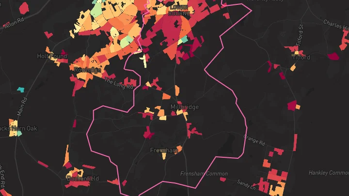 House price heatmap showing property values across Lower Bourne