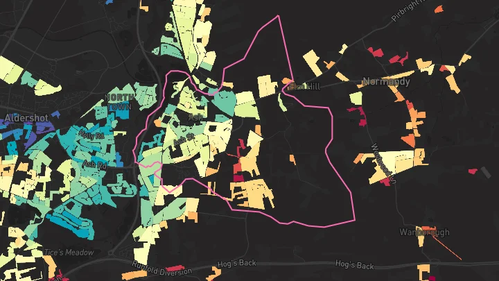 House price heatmap showing property values across Ash