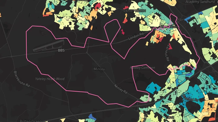House price heatmap showing property values across Blackwater