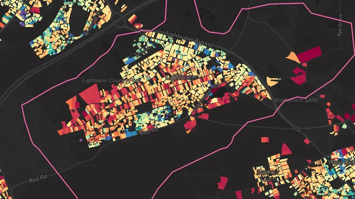House price heatmap showing property values across Lightwater