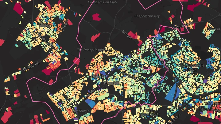 House price heatmap showing property values across Knaphill