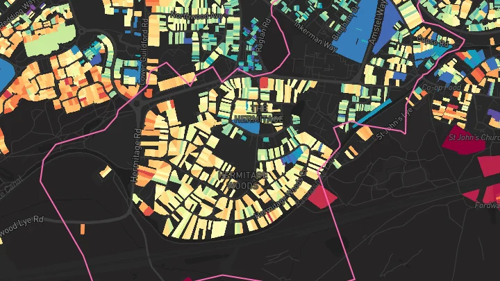 House price heatmap showing property values across Woking